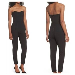 Revolve Adelyn Rae Black Sweetheart Strapless Jumpsuit Size XS